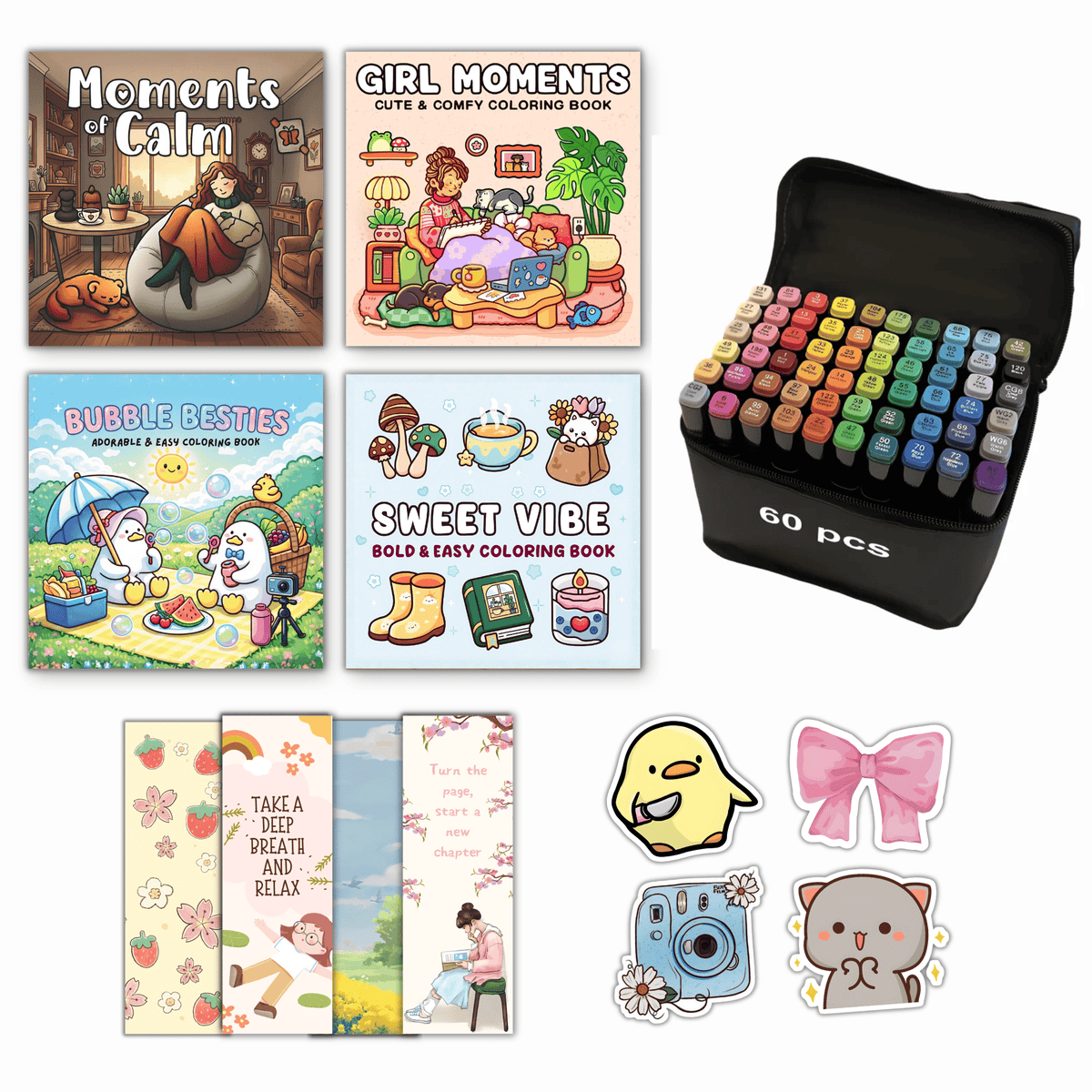 Comfy Moments Bundle (4 Books + 60 Markers )
